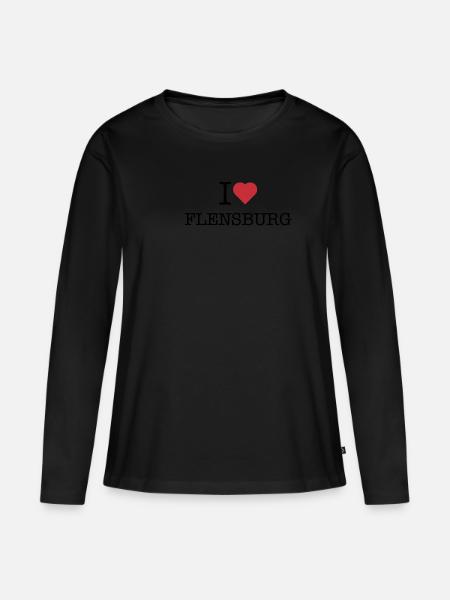 I love Flensburg - Frauen Premium Bio Langarmshirt - Schwarz