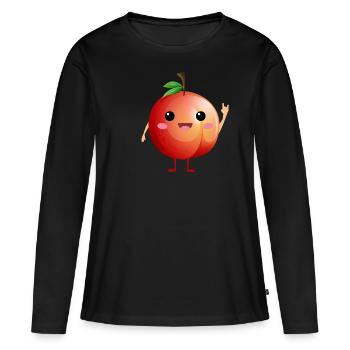 Funny Fruit Dance Peach Dancing Fruit Lover - Frauen Premium Bio Langarmshirt - Schwarz - Vorne - Julia (174cm)
