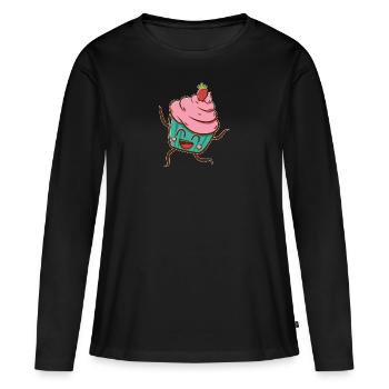 Cupcake - Frauen Premium Bio Langarmshirt - Schwarz - Vorne - Julia (174cm)