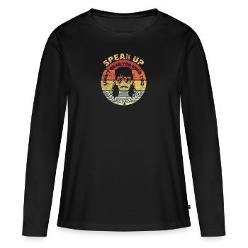 Mullet Mullets mullet business Headband - T-shirt manches longues Premium bio Femme - noir - Devant - Julia (174cm)