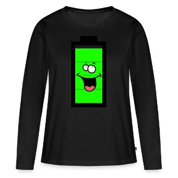Batterie de puissance de puissance de la batterie mobile - T-shirt manches longues Premium bio Femme - noir - Devant - Julia (174cm)