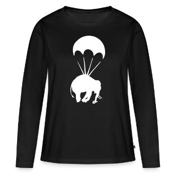 Éléphant avec parachute Graffiti Art urbain - T-shirt manches longues Premium bio Femme - noir - Devant - Julia (174cm)