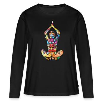 Yogini Yoga Mandala Meditation Om Zen Geschenkidee - Frauen Premium Bio Langarmshirt - Schwarz - Vorne - Julia (174cm)