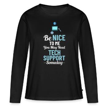 Support technique Assistance technique informatique Helpdesk - T-shirt manches longues Premium bio Femme - noir - Devant - Julia (174cm)