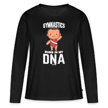 Aerobic Kinder Baby Sport Bodenturnen - Frauen Premium Bio Langarmshirt - Schwarz - Vorne - Julia (174cm)