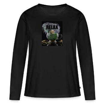 Cadeau Cannabis Relax - T-shirt manches longues Premium bio Femme - noir - Devant - Julia (174cm)