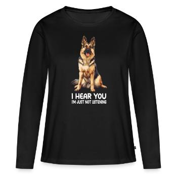 German Sheperd - Frauen Premium Bio Langarmshirt - Schwarz - Vorne - Julia (174cm)