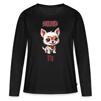 Chien - Astrologie - T-shirt manches longues Premium bio Femme - noir - Devant - Julia (174cm)