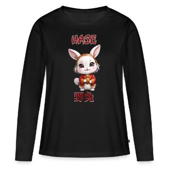 Lapin - Astrologie - T-shirt manches longues Premium bio Femme - noir - Devant - Julia (174cm)