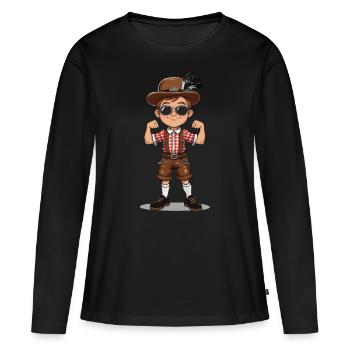 Garçon à Lederhosen Bière JGA Majorque Bavière Alcool - T-shirt manches longues Premium bio Femme - noir - Devant - Julia (174cm)