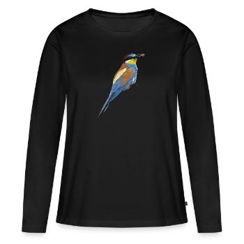 b i r d691 - Frauen Premium Bio Langarmshirt - Schwarz - Vorne - Julia (174cm)