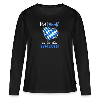 Mein Dirndl ist noch in der Wäsche - Frauen Premium Bio Langarmshirt - Schwarz - Vorne - Julia (174cm)