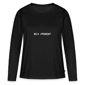 SOYEZ DIFFÉRENT – Rose Rouge, Amour-Propre, Positivité - T-shirt manches longues Premium bio Femme - noir - Devant - Julia (174cm)