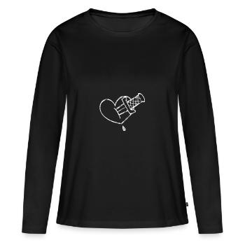 Point de cœur Saignement Punk Croquis - T-shirt manches longues Premium bio Femme - noir - Devant - Julia (174cm)