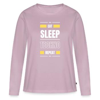 eat sleep techno repeat gift idea party saying - Women's Premium Organic Long Sleeve Shirt - dusky pink - Front - Julia (174cm)