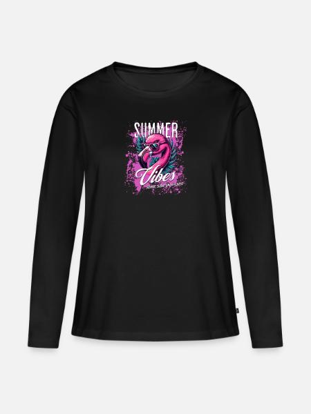 Summer Vibes - Frauen Premium Bio Langarmshirt - Schwarz