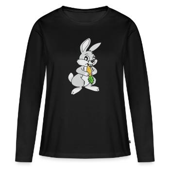 Lapin, Lapin gris, Lapin Blanc - T-shirt manches longues Premium bio Femme - noir - Devant - Julia (174cm)