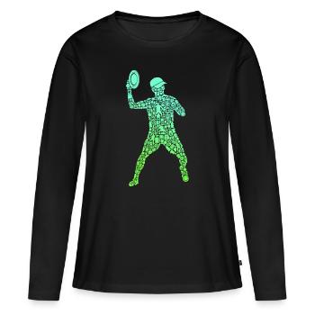 Disc Golf Spieler Symbole Jungen Discgolf - Frauen Premium Bio Langarmshirt - Schwarz - Vorne - Julia (174cm)