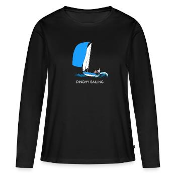 DÉRIVEUR, JE PRÉFÈRE NAVIGUER T-SHIRT - T-shirt manches longues Premium bio Femme - noir - Devant - Julia (174cm)