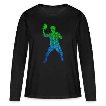 Discgolf Sport Disc Golf Scheibe Jungen Discgolfer - Frauen Premium Bio Langarmshirt - Schwarz - Vorne - Julia (174cm)