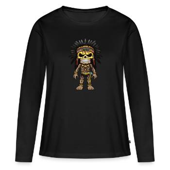 Apache Indianer Skelett - Frauen Premium Bio Langarmshirt - Schwarz - Vorne - Julia (174cm)