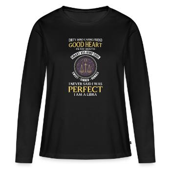 Balance Astrologie Superstition Ciel - T-shirt manches longues Premium bio Femme - noir - Devant - Julia (174cm)