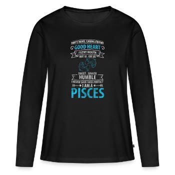 Superstition de l’anniversaire du zodiaque - T-shirt manches longues Premium bio Femme - noir - Devant - Julia (174cm)