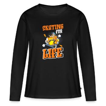 Comic Cartoon Nerd - Frauen Premium Bio Langarmshirt - Schwarz - Vorne - Julia (174cm)