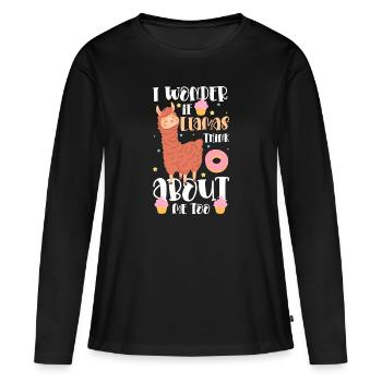 Lama Animal Soft - T-shirt manches longues Premium bio Femme - noir - Devant - Julia (174cm)