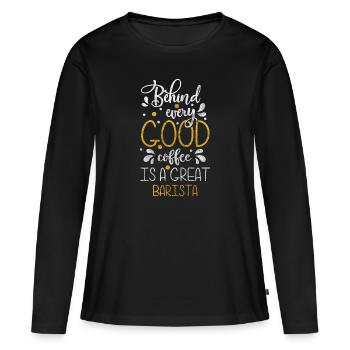 Coffee Profession Milk Foam - Women's Premium Organic Long Sleeve Shirt - black - Front - Julia (174cm)