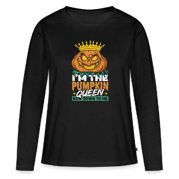 I'm The Pumkin Queen Bow Down To Me - Women's Premium Organic Long Sleeve Shirt - black - Front - Julia (174cm)