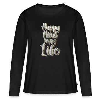 Kleeblatt Optimismus Freude - Frauen Premium Bio Langarmshirt - Schwarz - Vorne - Julia (174cm)