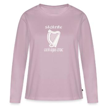 Sláinte Ceol Agus Craic Funny St Patricks Day Eire - Frauen Premium Bio Langarmshirt - Altrosa - Vorne - Julia (174cm)