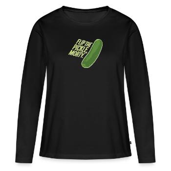 Rick And Morty Flip The Pickle Quote - Women's Premium Organic Long Sleeve Shirt - black - Front - Julia (174cm)