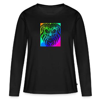 Löwe | Tier | Raubtier | Brüllen - Frauen Premium Bio Langarmshirt - Schwarz - Vorne - Julia (174cm)