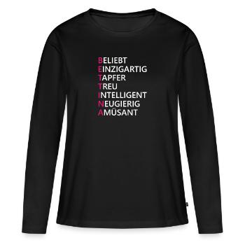 Bettina Name Geschenk - Frauen Premium Bio Langarmshirt - Schwarz - Vorne - Julia (174cm)
