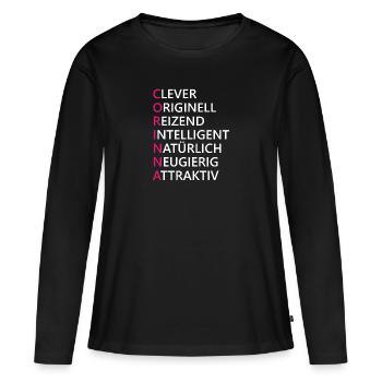 Corinna Name Geschenk - Frauen Premium Bio Langarmshirt - Schwarz - Vorne - Julia (174cm)