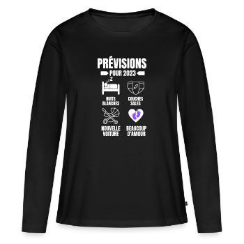 prévision pour 2023 - annonce grossesse 2023 - T-shirt manches longues Premium bio Femme - noir - Devant - Julia (174cm)
