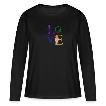 La différence, c’est l’amour - T-shirt manches longues Premium bio Femme - noir - Devant - Julia (174cm)
