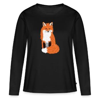 Renard roux assis / Renard roux assis I - T-shirt manches longues Premium bio Femme - noir - Devant - Julia (174cm)