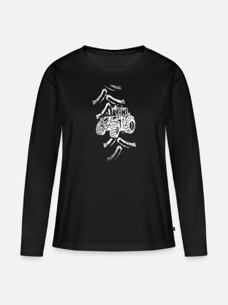 Traktor Trecker Bulldog Landwirt Bauer - Frauen Premium Bio Langarmshirt - Schwarz