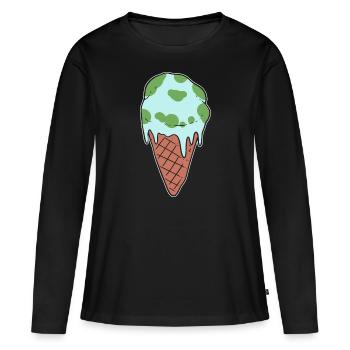 Melting Earth Environmental Activist - Women's Premium Organic Long Sleeve Shirt - black - Front - Julia (174cm)