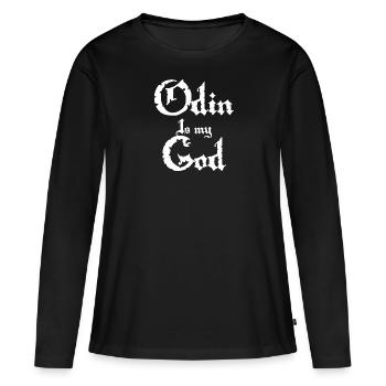 My god is Odin my god is Odin Viking Design - Women's Premium Organic Long Sleeve Shirt - black - Front - Julia (174cm)