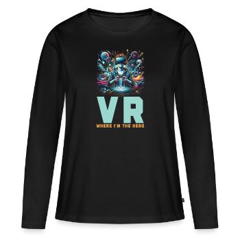 Vr-gamer Vr-gaming-videospiel-spieler Nerd - Frauen Premium Bio Langarmshirt - Schwarz - Vorne - Julia (174cm)