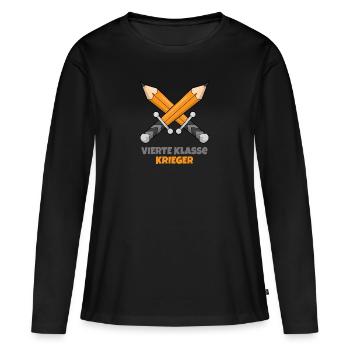 Vierte Klasse Grundschule Krieger Geschenk - Frauen Premium Bio Langarmshirt - Schwarz - Vorne - Julia (174cm)