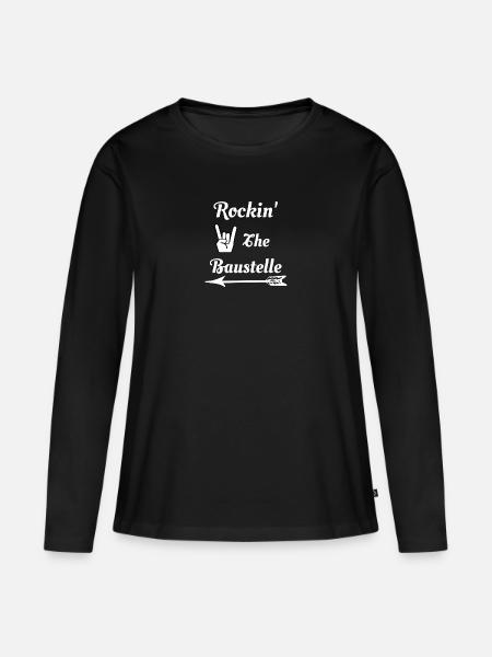 Baustelle rocken - Frauen Premium Bio Langarmshirt - Schwarz