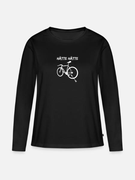 hätte hätte Fahrradkette - Frauen Premium Bio Langarmshirt - Schwarz