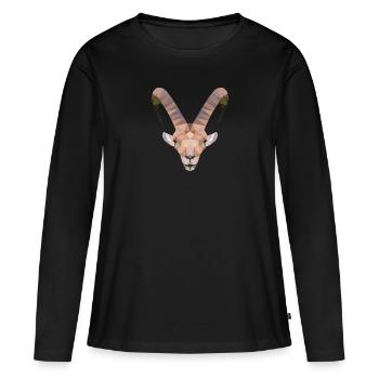 Alpen Steinbock - Frauen Premium Bio Langarmshirt - Schwarz - Vorne - Julia (174cm)