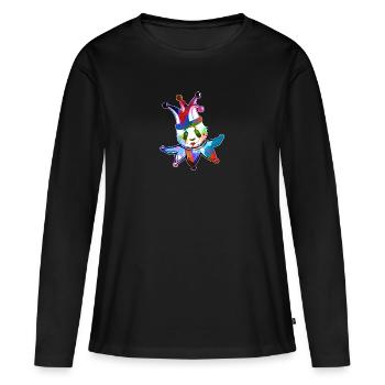 arlequin, panda, illustration, pantomime, panda coloré - T-shirt manches longues Premium bio Femme - noir - Devant - Julia (174cm)
