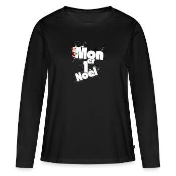 Mon premier Noel - T-shirt manches longues Premium bio Femme - noir - Devant - Julia (174cm)